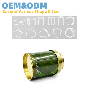 Envase de Hojalata con Doble Tapa y Impresión Personalizada, Caja Redonda Negra y Verde, Envase Metálico Vacío para Té - Product Image 4