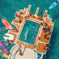 Plateforme flottante gonflable robuste pour l'amarrage de bateaux et de jet-skis