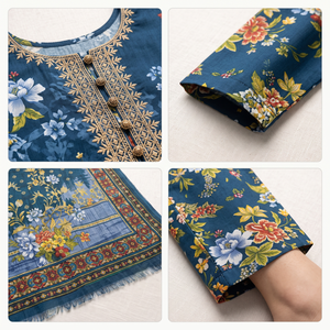 Women 2 Piece Printed Lawn Suit Floral Embroidered Shalwar Kameez South Asian Ethnic Wear Spring Summer Ready Wear Wrinkle-Free - Product Image 4