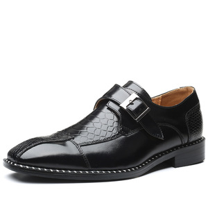 Zapatos Oxford Casuales de Cuero para Hombre al por Mayor, Zapatos de Vestir Formales de Negocios con Punta Redonda Negra, Cómodos y a la Moda - Product Image 1