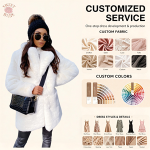 Veste fourrure élégante pour femme, blanche, à revers, mi-longue, épaisse et chaude, pour l'hiver 2026, idéale pour le streetwear - Product Image 1