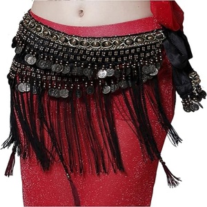 Dames danseuse du ventre tribal pays style ceinture gland hanche écharpe taille écharpe avec pompon pièces de monnaie - Product Image 3