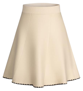 Women's A-Line Mini <b>Skirt</b> Solid Color <b>Elastic</b> Waist Spandex Cotton Blend Comfortable All Seasons Wear - Product Image 1