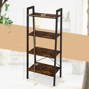 DB 4-Tier Bookshelf Metal <b>Frame</b> and Adjustable Foot Pads Bookcase & Bookshelf - Product Image 3