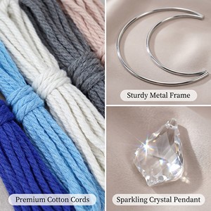 Kit de <span class=keywords><strong>macramé</strong></span>, <span class=keywords><strong>corde</strong></span> colorée, pendentif en tissage, pack de matériel DIY, accessoires en cristal avec guide en anglais pour débutants, cadeaux - Product Image 5