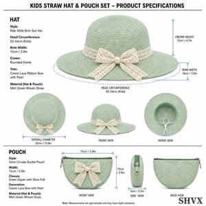 Topi Pantai Musim Panas Berbahan Rafia dengan Pinggiran Lebar untuk Wanita, Kasual, Cocok untuk Aktivitas Luar Ruangan, Bordir Payet, Tali Renda, Pita, Motif Kotak-kotak - Product Image 5