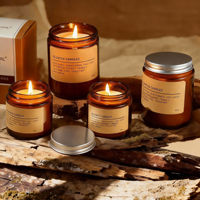 Bougie parfumée de luxe en cire de soja 100% biologique, parfum ambre, dans un bocal en verre, pour la décoration de la maison, Saint-Valentin
