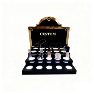 Espositore per Profumi in Acrilico, Stand di Lusso Dorato per Cosmetici con Illuminazione LED, Espositore in Acrilico per Trucchi - Product Image 3