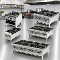 Cuisinière à gaz commerciale en acier inoxydable de haute qualité certifiée ETL, 6 brûleurs, gaz GPL/GN, plaque chauffante en fonte pour usage hôtelier