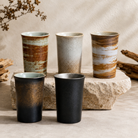 Tasse à café en céramique artisanale de Dehua 350 ml, en grès haute qualité, compatible micro-ondes et lave-vaisselle, finition mate Wabi-Sabi