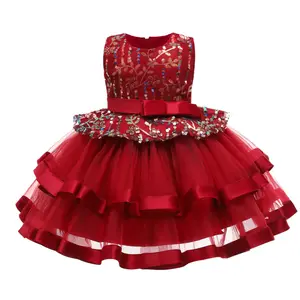 R260 Latest Design Baby Frock Imported Small Baby Girl First Birthday Party Communion Dress Wholesale