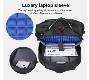 17.3" Large Waterproof Eco-Friendly Polyester Softback <b>Laptop</b> <b>Backpack</b> Arcuate Shoulder Strap Zipper Closure Business Portable - Product Image 6