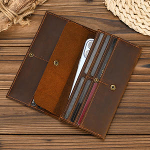 <span class=keywords><strong>Portefeuille</strong></span> long en cuir Crazy Horse pour homme, porte-monnaie multi-cartes, pochette pour téléphone en cuir de vachette première couche, sac à main 2027 pour usage quotidien - Product Image 2