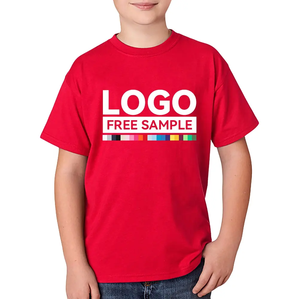 Camiseta unissex de algodão 100% estampada, unissex, com impressão personalizada em relevo, logotipo para meninos e crianças