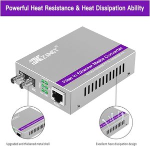 XZSNET Gigabit RJ45 Multi-Mode Fiber Ethernet Media Converter (850nm 550m) <b>Plug</b> <b>Play</b> 10/100/1000 Base-T Auto-Negotiation - Product Image 3