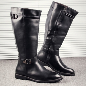 Nuovi stivali Casual da uomo alla moda da uomo stivali da cavaliere neri a punta stivali da uomo con cerniera stivali in pelle ad albero alto - Product Image 2
