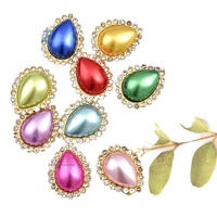 Strass DIY haut de gamme pour vêtements, à base plate, en forme de goutte d'eau, avec bord incrusté de diamants et griffes en diamant
