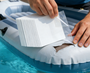 Kit de réparation de <span class=keywords><strong>piscine</strong></span> polyvalent avec des patchs adhésifs transparents imperméables pour bateaux pneumatiques, tentes et bouées - Product Image 4