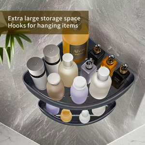 Formes modernes de luxe en <span class=keywords><strong>noir</strong></span> <span class=keywords><strong>mat</strong></span> brossé pour option étagère murale de <span class=keywords><strong>douche</strong></span> conception étanche à 2 étagères pour coin de salle de bains - Product Image 3