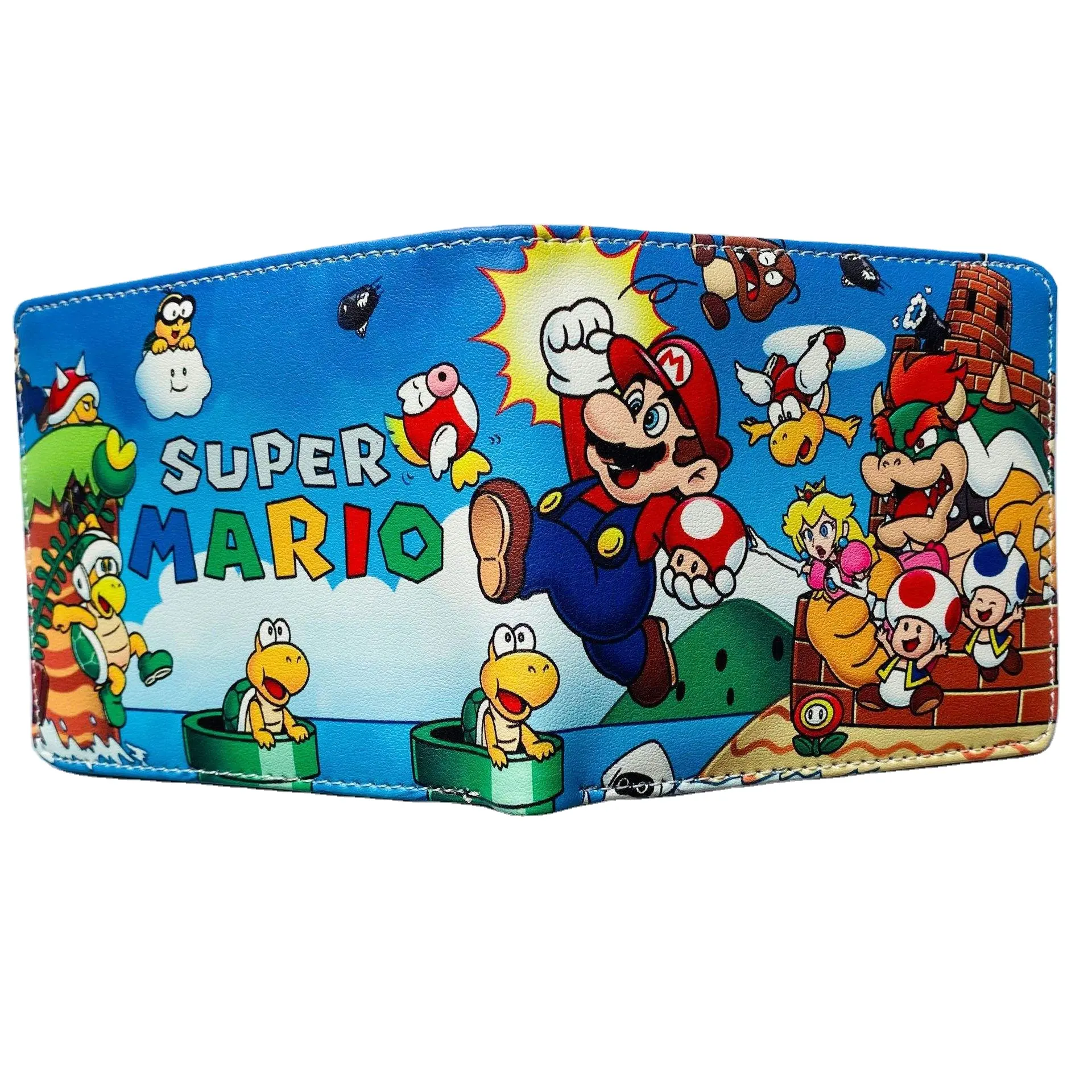 Jeu Super Mario PU Wallet Short Bifold Photo Card Holder Layers Purse Boys Girls Coin Pocket Leather Cartoon Wallets