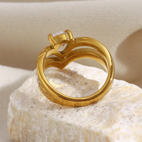 Dreamidea Bague Couronne double couche en acier inoxydable plaqué or 18K Style Royal Bijoux de déclaration