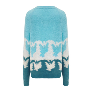 YIYU Maglione in Mohair Blu Lago Morbido e Confortevole, Pullover in Cashmere a Maniche Lunghe, Ultimi Modelli di Maglioni per Ragazze, Ipoallergenico - Product Image 2