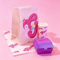 Sac en papier pliable personnalisé avec logo de marque, écologique, de qualité alimentaire, pour hamburgers, gâteaux, biscuits, pain, pâtisseries, beignets