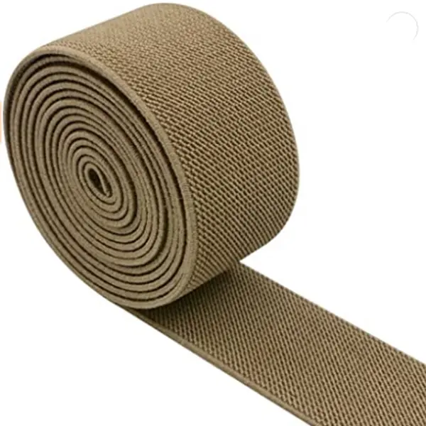 Strapcrafts 1.5 Inch Wide Colored Double Side Twill Woven Elastic Bands 2 Yards Khaki Color Elastic Webbing