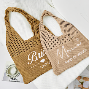 Bolso de mano con nudo de muñeca a cuadros grueso <span class=keywords><strong>y</strong></span> hombro de punto personalizado para hombres <span class=keywords><strong>y</strong></span> mujeres con diseño de flores de punto <span class=keywords><strong>y</strong></span> Material de algodón - Product Image 2