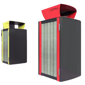 Cubo de basura público Rectangular de acero inoxidable negro para exteriores de la marca HD al por mayor cubo de basura de Pedal resistente al agua para Park Street - Product Image 2
