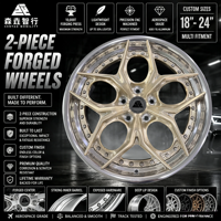 Jantes forgées sur mesure de 18 à 24 pouces en 2 pièces, finition or champagne brossé, en aluminium 6061-T6 pour voitures de luxe