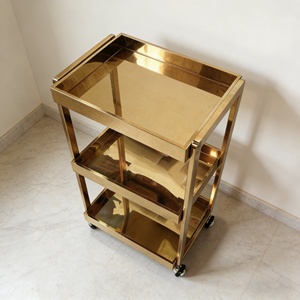 Salon <b>Trolley</b> Cart Professional Rolling Beauty Barber Storage Organizer Gold Mobile Hair <b>Tool</b> Equipment Rack With Wheels - Product Image 2