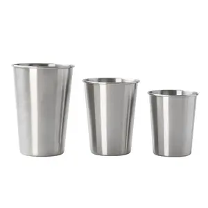 Custom Party Beer Stackable Single Wall Cup Metal Water Small Shot Drink Tumbler Glass Stainless Steel Camping Opp Bag Mugs