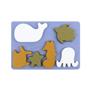 Silicone Marine Animal Graphics Children's Early Education Mosaic Three-dimensional Puzzle