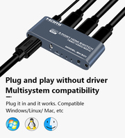 Commutateur HDMI2.1 FJGEAR FJ 8K301 3X1 avec télécommande, 8K 60Hz 4K 120Hz HDR, boîtier en alliage d'aluminium pour PS5 Xbox Apple TV
