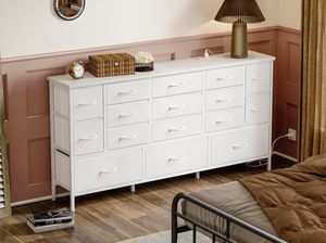 <span class=keywords><strong>Commode</strong></span> convertible <span class=keywords><strong>contemporaine</strong></span> en tissu blanc avec tiroirs, grande armoire, prises électriques et meuble TV pour chambre et salon - Product Image 4