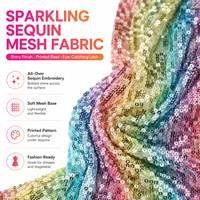 Tissu en maille à paillettes imprimé sur mesure, polyester, textile scintillant pour robe de soirée, vêtements de danse, fournisseur en gros de mode