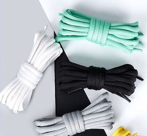 2 paires de lacets de sport synthétiques ovales épais et réglables, blancs, 120 cm, demi-ronds - Product Image 1