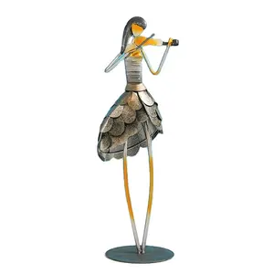 Créativité fer métal soudure à la main Instrument de musique personnalité jeune fille décor à la maison Art Statue artisanat cadeaux