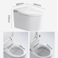 WC intelligent de luxe mural avec siphon en P, télécommande, siège chauffant, séchage à l'air, design moderne, équipement sanitaire pour salle de bain