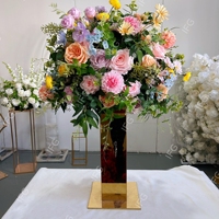 Rose Rose Mariage et Cocktail Tête Table Fleurs De Luxe Soie Fleur De Cerisier Grand Baiser Boule Romantique Banquet Pièce Maîtresse