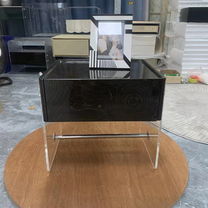 Luxury Modern Minimalism Acrylic Bedside Storage Cabinet with Nightstand Wireless Charging <strong>Panel</strong> &amp; Multi-functional Design - Product Image 3