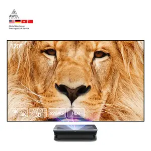 Awol ltv 3000 Pro với 150 inch Điện Ảnh alr Màn hình bó, UHD 4K rạp hát tại nhà siêu ngắn ném laser chiếu