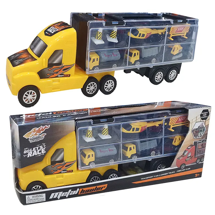 Transporte engenharia recipiente brinquedo, mini metal carro diecasts carro caminhão transportador carro para crianças