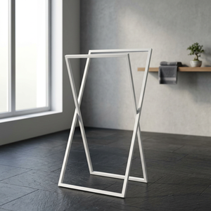 Toallero Metálico Plegable Blanco, Diseño Minimalista, Soporte de Toallas Independiente para Baño - Product Image 4