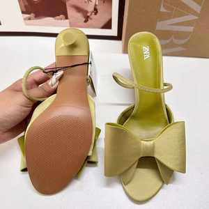 Yay detay ile yüksek topuklu sandalet yaz moda katır kadınlar için sıcak satış ince topuk katır - Product Image 3