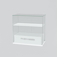 Vitrine professionnelle pour montres, présentoir en verre à deux niveaux, base blanche en verre trempé, vente en gros, MOQ 10 pièces