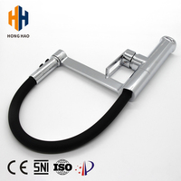 Robinet de cuisine classique à douchette extractible, monocommande, monotrou, finition nickel brossé, cuivre, avec cartouche céramique, modèle CF-1028