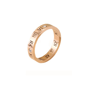 Anillo de titanio y acero con diamantes al por mayor de fábrica, anillo romano digital, anillo de pareja, adorno, regalos para niñas de oro rosa de 18 quilates - Product Image 1