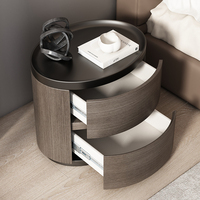 Table de Chevet 2025 Moderne Minimaliste en Noyer, Meuble de Chambre à Coucher Haut de Gamme en Chêne, Assemblé en Inde, Luxe Léger